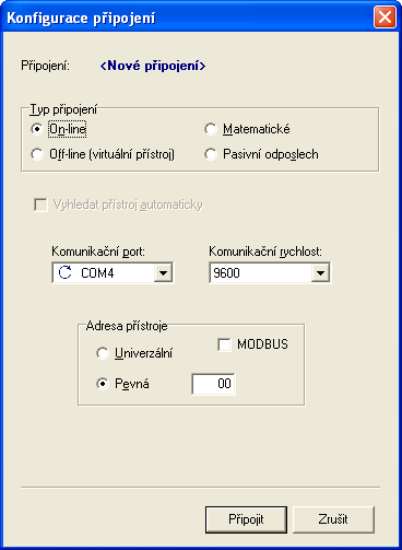 12 Nápověda k programu OM-Link 4) Stiskněte tlačítko Připojit. Pokud připojení přístroje proběhne úspěšně, objeví se dialogové okno Název připojení - pokračujte viz Zadání názvu připojení.