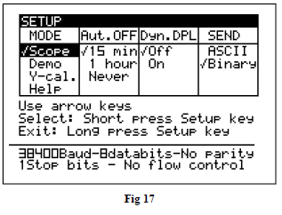 Menu setup Dlouhé stisknutí: Zobrazí menu setup pro změnu operačního módu, základní časový vypínač, mód displeje. 1.