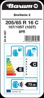 Marketing EU štítek a zimní pneumatiky Od 1.11. 2012, EU štítek podává zákazníkovi informace o brzdném výkonu na mokru, valivém odporu a vnějším hluku.