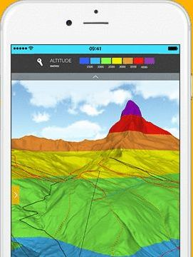 Fatmap Velmi přesné 3D mapy (výšková přesnot 2 m) pro lyžařský nebo snowboardový pohyb ve volném terénu vrstevnice, sklony svahů Mapy teplotních gradientů Lavinové zóny