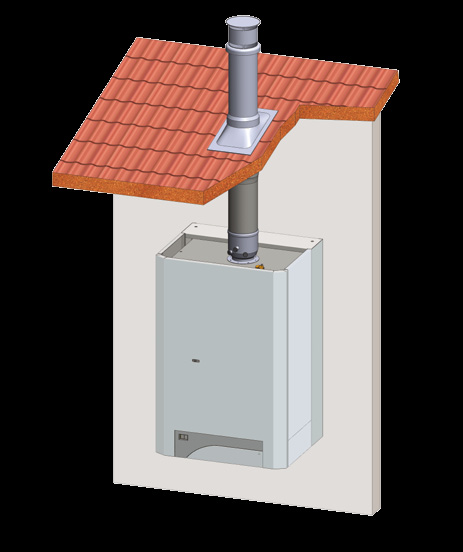 Schématické znázornění odkouření uvedených kotlů THERM duo 50 T 1 3 4 6 2 5 4 1 3 2 1 27307 Redukce z 60 mm na 80 mm 2 24120 Trubka prodluž.