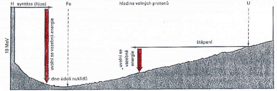 vazebná energie jader: údolí nuklidů slučování