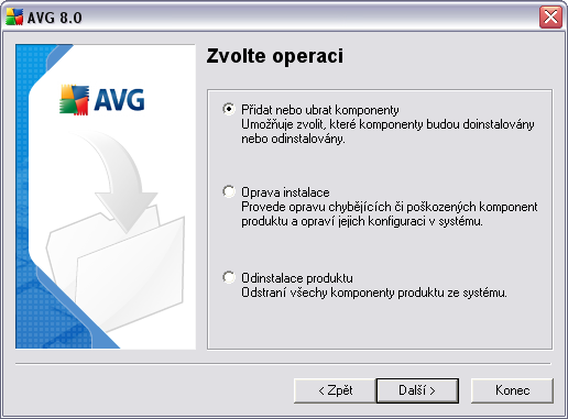 4.4. Zvolte typ instalace Dialog Zvolte typ instalace vám dává na výběr mezi standardní a uživatelskou instalací.