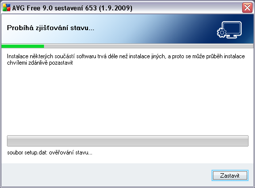 4.4. Zjišťování stavu Po potvrzení licenčního ujednání přejdete do dialogu Probíhá zjišťování stavu.