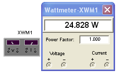 2.6.3 VOLTMETR Je opět umístěn v zásobníku součástek- INDICATOR a jeho nastavení je stejné jako nastavení ampérmetru. 2.6.4 WATTMETR Složí k měření výkonu a účiníku cosφ.