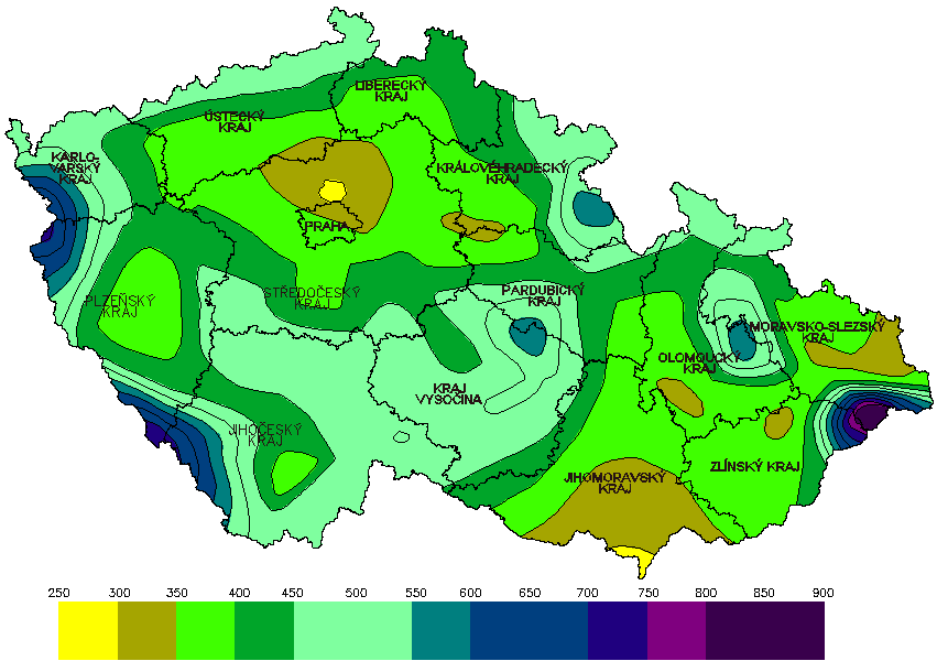 K zadání mé diplomové práce mi byly poskytnuty hodnoty indexů mrazu z 65 meteorologických stanic rozmístěných po území celé České republiky, které mi posloužili k popsání vývoje indexu mrazu u nás.