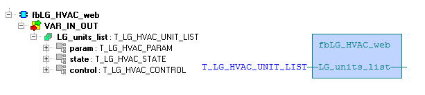 6.2 Funkční blok fblg_hvac_web Knihovna : LG_HVAC_Lib Tento blok je používán blokem fblg_hvac_com pro ovládání LG jednotek.