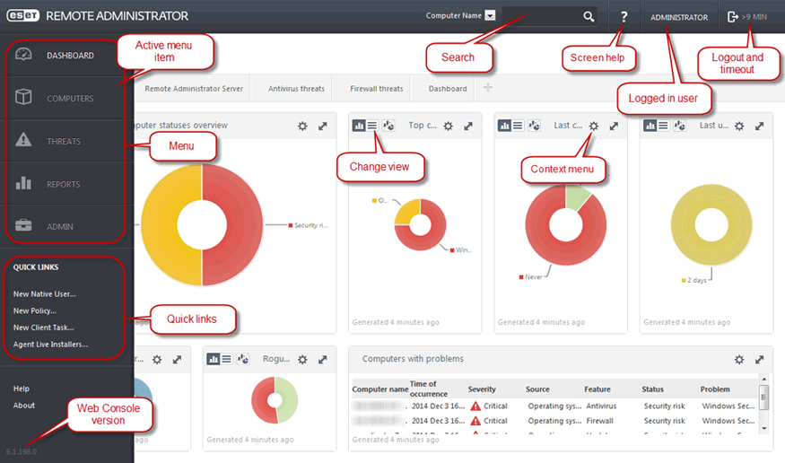 1.6.2 ERA Web Console ERA Web Console je webové rozhraní ERA Serveru určené pro vzdálenou správu bezpečnostních produktů ESET ve vaší síti.