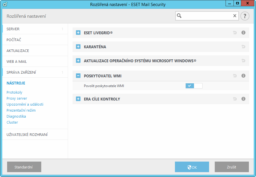 5.6.4.1 Poskytovaná data Všechny WMI třídy patřící k produktu ESET patří do jmenného prostoru root\eset.