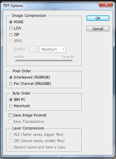 možné komprese: TIFF typy grafických souborů LZW bezeztrátová komprese