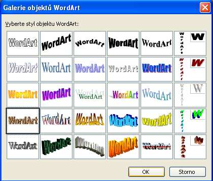 Cvičení vložení uměleckého textu (WordArt) Aplikace WordArt umožňuje vkládat do PowerPointových prezentací texty, které vytvoříme pomocí předem deklarovaných efektů.