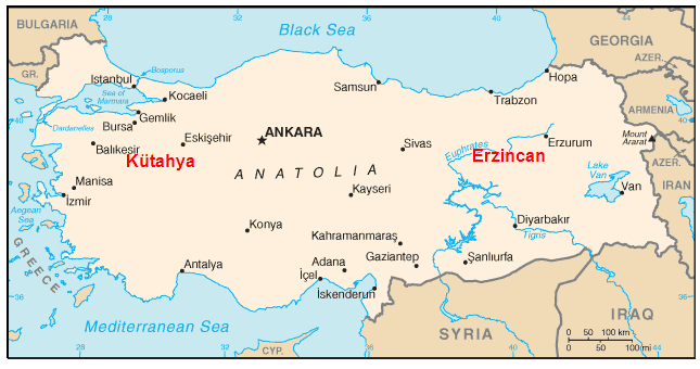 29 Obr. 6: Lokalizace zemětřesení v provinciích Erzincan (1939) a Kűtahya (1970) - Turecko Zdroj mapy: USGS science for a changing World. [online]. [2009-01-29]. [cit. 2009-03-18].