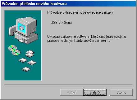 USB a Win 98SE Zapněte počítač a pak propojte USB kabelem PC a HART-modem.