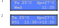 REŽIMY ZOBRAZENÍ PRO SYSTÉM V POHOTOVOSTI A = klávesa Up (Nahoru) B = klávesa CAL/Enter C = klávesa SET/Esc D = klávesa Down (Dolů) E = displej F = oběhové čerpadlo Stiskněte současně tlačítka Down