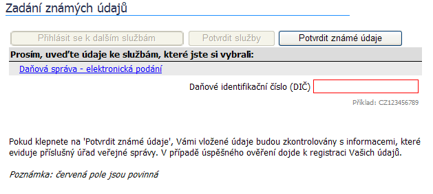 2. Krok V druhém kroku registrace budete dotázáni na volbu služby, kterou budete chtít v rámci aplikace elektronická podání, využívat. Jednoduchým zaškrtnutím si vyberete z nabídky.