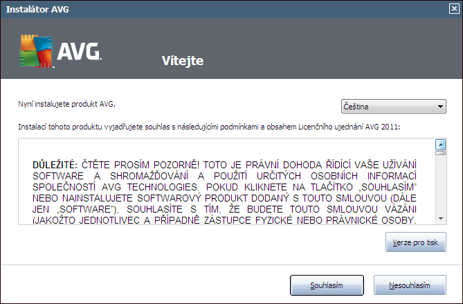 4. Instalační proces AVG Pro instalaci AVG Anti-Virus 2011 na váš počítač potřebujete aktuální instalační soubor.