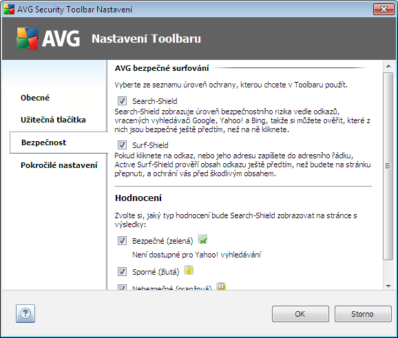 8.2.2. Záložka Užitečná tlačítka Na záložce Užitečná tlačítka můžete výběrem ze seznamu označit aplikace, jejichž ikona má být zobrazena v AVG Toolbaru.