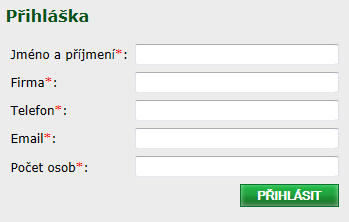 NOVINKA ŠKOLENÍ WEBDISPEČINKU ZDARMA Po výběru položky Přihláška se objeví formulář, který můžete využít pro přihlášení na vybraný termín.