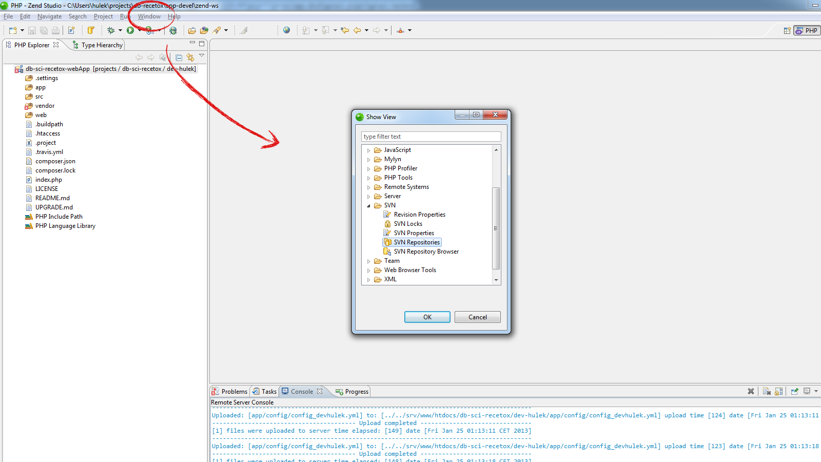 3. Sdílení projektu příprava SVN repozitáře provádí: PC 1 VisualParadigm umožňuje sdílení a verzování projektu pomocí několika technologií: VP Teamwork server SVN CVS Perforce ClearCase V pracovním