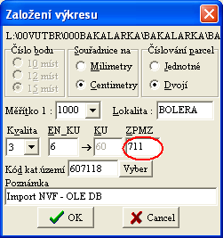 Následně po tomto úkonu je zapotřebí založit výkres a při tom jen vyplnit číslo ZPMZ (Obr. 12) a import se dokončí. Obr.