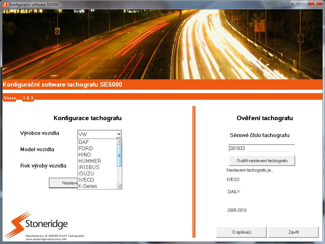 do tachografu Použití jak 12 V, tak 24 V.