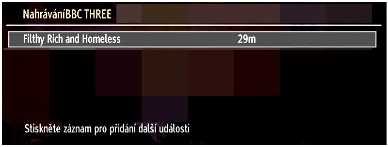 ČERVENÉ tlačítko (Vymazat): Vymaře vybrané nahrávky. ZELENÉ tlačítko (Upravit): Provede změny na vybraných nahrávkách. Modré tlačítko (Roztřídit): Změní pořadí nahrávání.