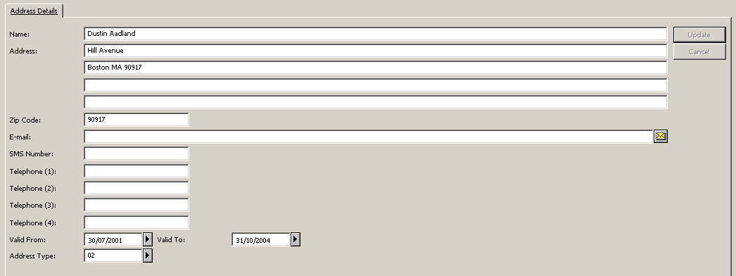 2.9.2 Údaje adresy - spodní panel V kartě Údaje adresy ve spodním panelu se zobrazují údaje adresy pro vybraného čtenáře.