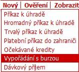 Obrázek 56 - Tisk přehledu očekávaných kreditů 3.7 Vypořádání s burzou Vypořádání s burzou slouží k zapsání příchozích nebo odchozích částek na daný účet pro klienty, kterým ČMZRB, a.s. zajišťuje vypořádávání obchodů na BCPP, a.