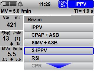 4 Příprava a obsluha V uživatelském menu můžete upravit přednastavené parametry umělého dýchání pro urgentní režimy: Uživatelské menu Přednastavení pacient.