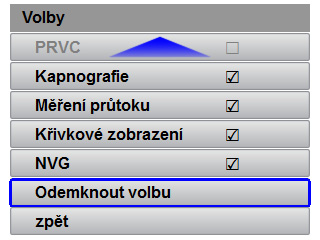 4.14 Uvolnění volitelné možnosti 4 Příprava a obsluha Předpoklad Je vyvoláno uživatelské menu (viz 6.1 Navigování v menu obsluhy (uživatelském menu), strana 10