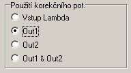 3) Korekce analogovým vstupem a) Je-li nastavena funkce analogového vstupu jako "Vstup lambda", je výsledek převodu na lambda číslo procentně korigován hodnotou vyplývající z tabulky "Lambda korekce"