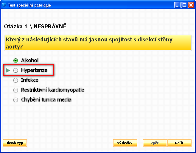 Stisknutím tlačítka výsledky zjistíte, jaké chyby jste udělali.