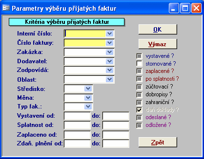 68 1.11.4 Přehled zakázkového rozdělení v přijatých fakturách Popis funkce je v přípravě.