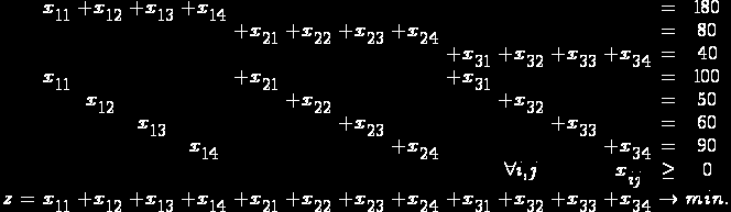 Příklad 74 Sestavte matematický model úlohy duální k úloze LP z Příkladu 31 dříve popsanou matematickým modelem (72) Řešení Matematický model sestavte samostatně, každou neznámou zapisujte do jednoho
