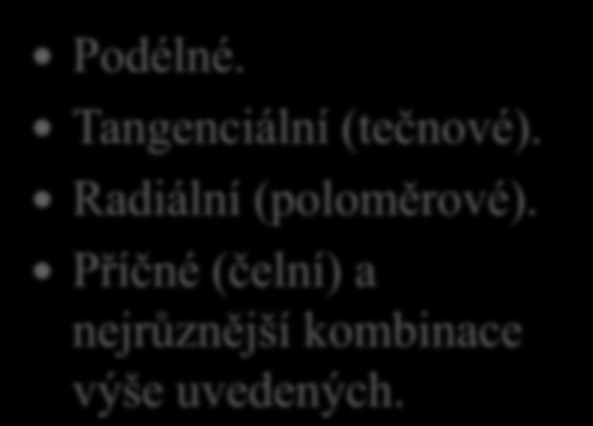 Hlavní směry řezání 18. Jaké znáš hlavní směry řezání? Podélné.