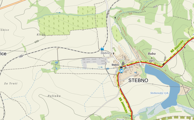 2.3 Stebenský lom Dva zatopené žulové lomy se nachází asi 1 km západně od obce Stebno nedaleko železnice Blatno Petrohrad. Lomy leží mezi poli v remízku.