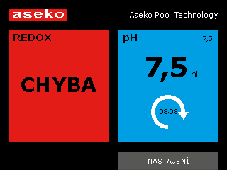 Probíhá kontrola systému a po jejím ukončení v případě, že byly zjištěny chyby, displej přejde na chybové hlášení, např.