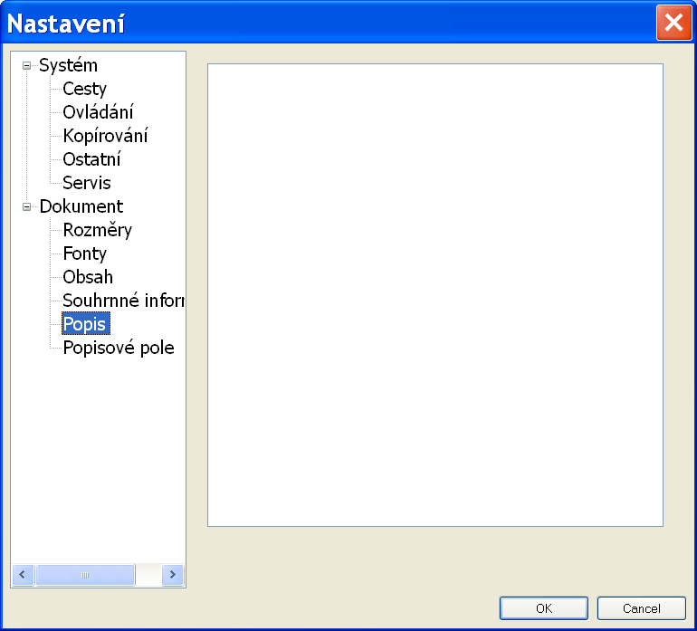 Dokument - Popisové pole Slouží k výběru a