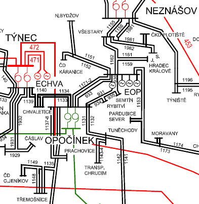 Obr. 1: Jednopóloé schéma poloiny rozodny elektrárny EOP Obr.