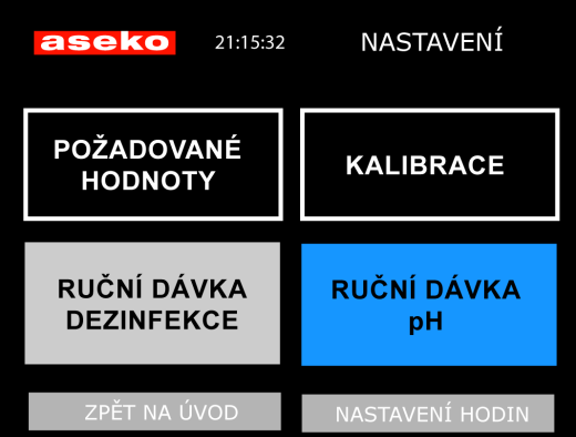 Probíhá kontrola systému a po jejím ukončení v případě, že byly zjištěny chyby, displej přejde na chybové hlášení: Kliknutím na pole CHYBA se zobrazí možné příčiny: Pokud je vše v pořádku, displej