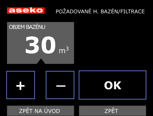 Dotykem některé z položek se její pole zbarví modře a vpravo dole se na displeji objeví pole pro provedení opravy: Po provedení úpravy položky se stiskem OK pole této položky odbarví apokračujeme