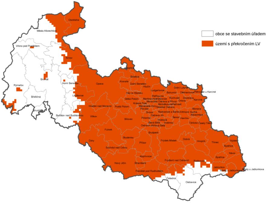 velikost je zpravidla určována lokalitami s překročením denního limitu PM 10. Rozsah OZKO v MSK v roce 2010 je patrný z Obr.