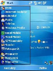 Základy práce s Pocket PC Start, programy Všechny programy Nastavení V lištu.