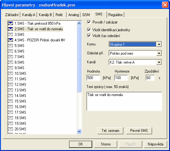 1.5. Parametry GSM komunikace 1.5.1. Základní parametry Můžete ponechat základní nastavení parametrů s výjimkou přístupových hesel, aktualizace typu předplacené karty (tlačítko je pod rozvinutou