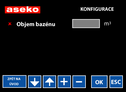 Před zapnutím přístroje musí být otevřené zavírací armatury (voda musí protékat k sondám). Do bazénu nasypeme přípravek Superchlor v množství cca 5g/m3. Pozor!