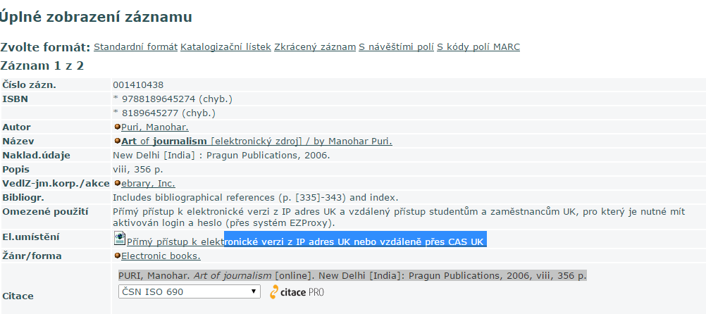 Jak najdu e-knihu Hledáme e-knihu: PURI, Manohar. Art of journalism [online].