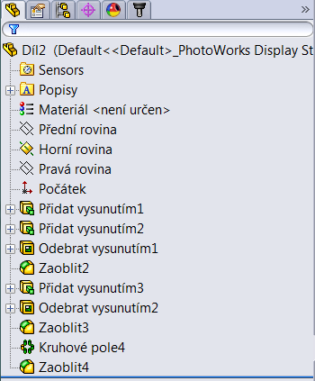 FUNKCE SOLIDWORKS VYUŽÍVAJÍCÍ HSMWORKS FUNKČNÍ MENU OBSAHUJE CELKEM 6 ZÁLOŽEK ZÁLOŽKY: 1. STROM ÚTVARŮ 2. FUNKCE A VLASTNOSTI 3.