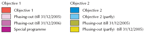 Oblasti regionální podpory EU 2004-2006 Cíl 1 Cíl 2 Cíl 1