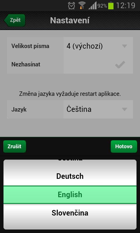 NOVINKA NOVÁ VERZE WD MOBILE Rovněž jsme do aplikace přidali další jazykové verze, takže nyní můžete vybírat mezi češtinou, slovenštinou angličtinou a němčinou.