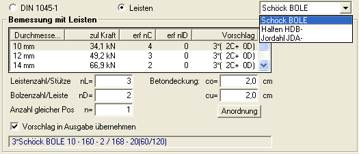 Lištová výztuž Lišty podle normy DIN 1045 7/88: viz dokument B6 DIN1045-7-88.pdf.